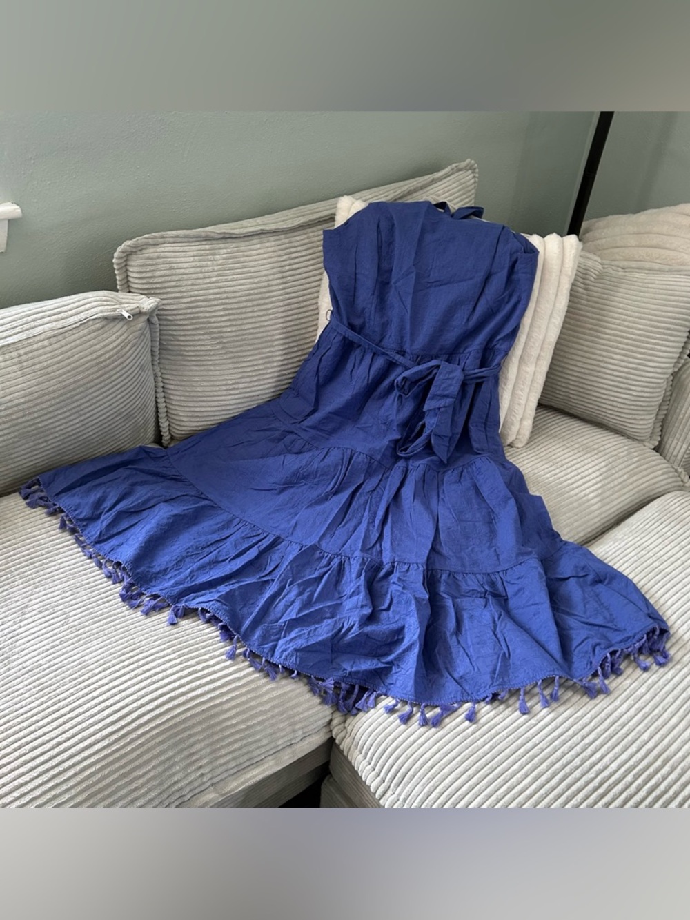 Women’s Periwinkel-Blue Tassel Hem Dress